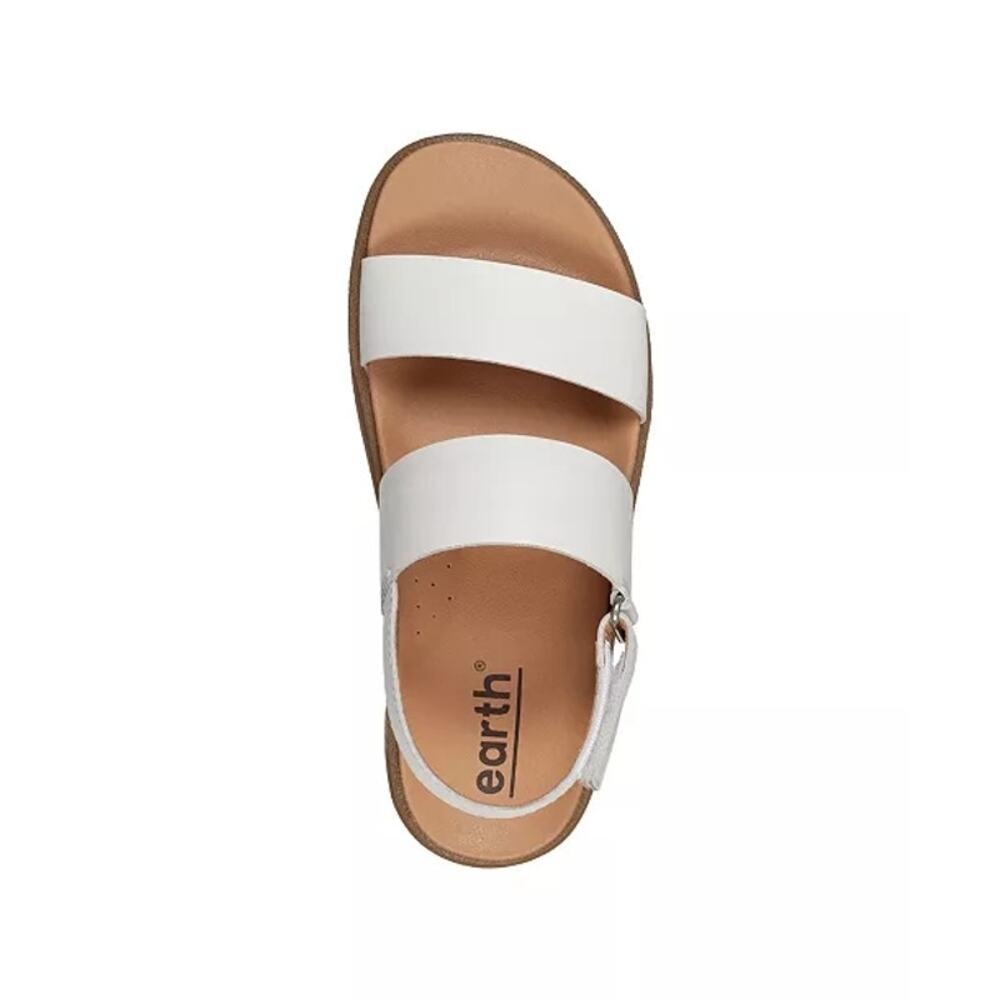 Earth Leah Round Toe Strappy Casual Flat Sandals white leather sz 7.5 new SH146 - Picture 3 of 8